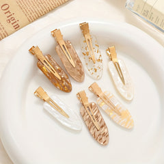 7pcs Golden Foil Hair Clips Women Girls Daily Decor