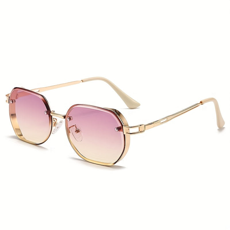 Y2K Oval Metal Sunglasses Steampunk Gradient UV400 Sun Shades