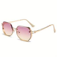 Y2K Oval Metal Sunglasses Steampunk Gradient UV400 Sun Shades