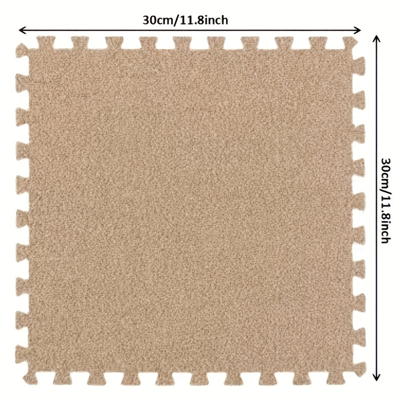 6pcs Plush Puzzle Foam Floor Mat Bay Window Mat Seat Mat
