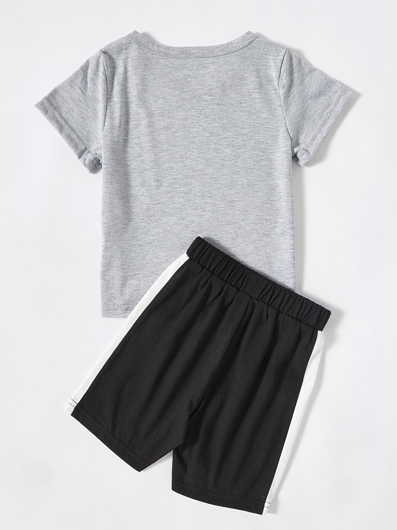 2pcs Boys Summer Suit Grey Tee And Shorts