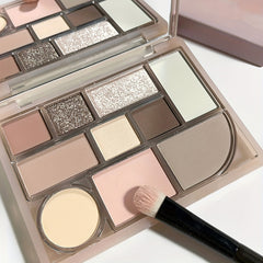 Matte Shimmer Finish Eyeshadow Palette in Cement Grey Brown Nude Earth