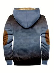 Men's Faith Pattern Gradient Plush Thick Winter Hooded Coat