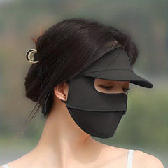 Ice Silk Sunproof Mask With Brim Lightweight UV Protection Face Cover