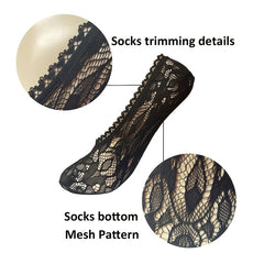 5 Pairs Floral Lace Ankle Socks Lightweight Low Cut Women's Stockings