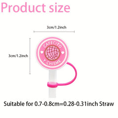 10pcs Cartoon Reusable Silicone Straw Caps Dustproof Cup Stopper