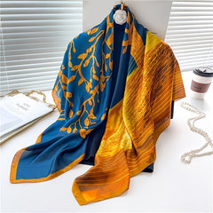 Golden & Square Scarf Lucky Tree Satin Sunscreen Shawl