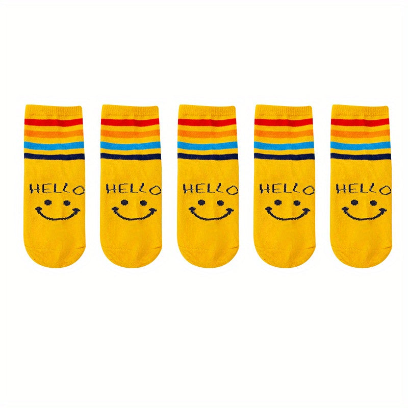 Kids Cartoon Slime Face Colorful Stripes Crew Socks Boys Girls All Seasons