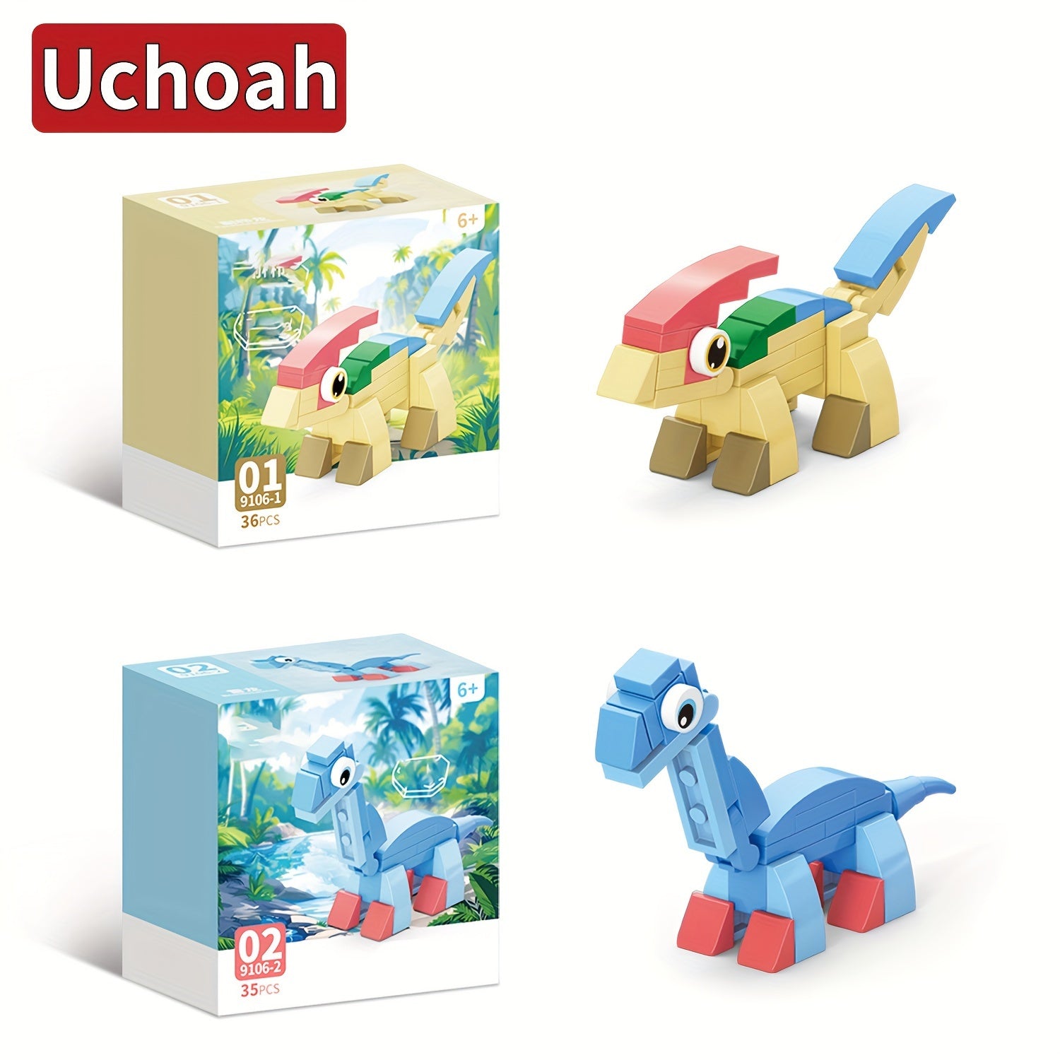 Uchoah 10 in 1 Mini Dinosaur Building Block Set Christmas Gift Assembly Toys