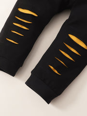 Boys Block Letter Print Pullover Top Pants Set