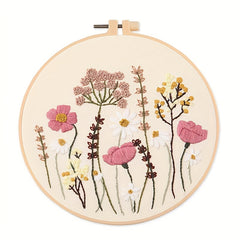 Embroidery Starter Kit For Adults - DIY Flowers Grass Pattern