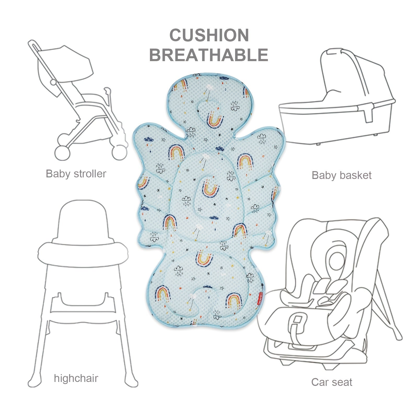 Child Car Safety Seat Cushion Breathable Mesh Summer Cushion