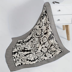 Floral Print Square Scarf Satin Shawl Neck Wrap