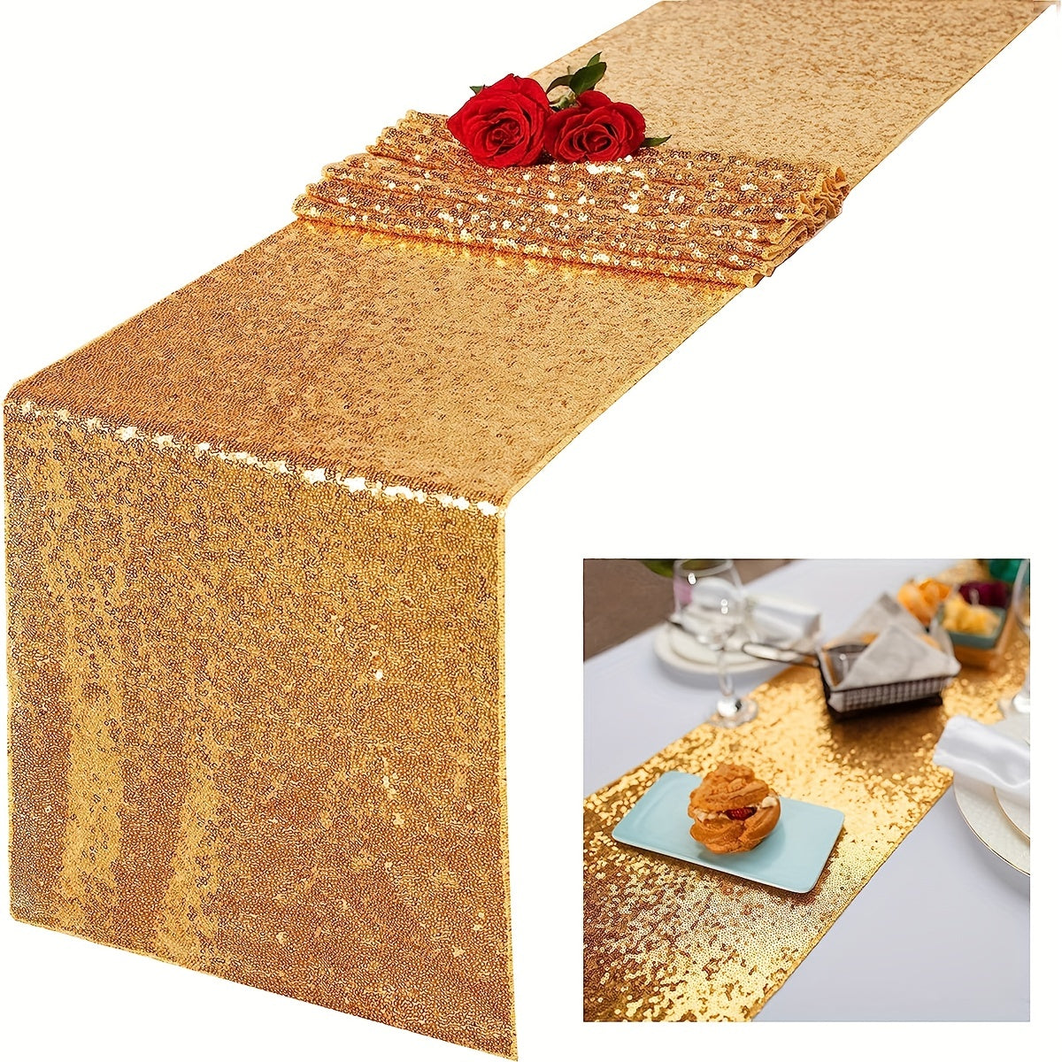 Polyester Sequin Table Runner Thanksgiving Christmas Wedding Decor