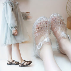 Sequin Closed Toe Sandals for Girls Non Slip Lightweight Breathable