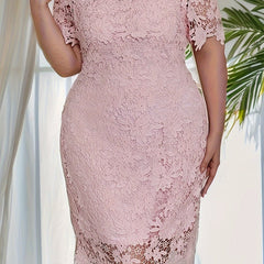 Bodycon Midi Dress with Lace Off Shoulder