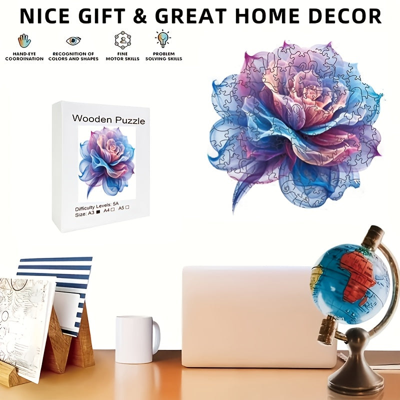 Floral Wooden Jigsaw Puzzle High Plywood Multicolor Challenging Brain Teaser