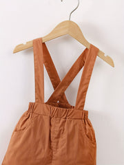 Baby Boys Preppy Style Outfit Graphic Shirt & Suspender Shorts