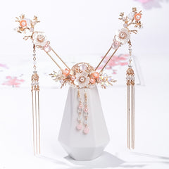 Faux Pearl Crystal Hairpin Earring Set Vintage Wedding Bridal Hair Accessories