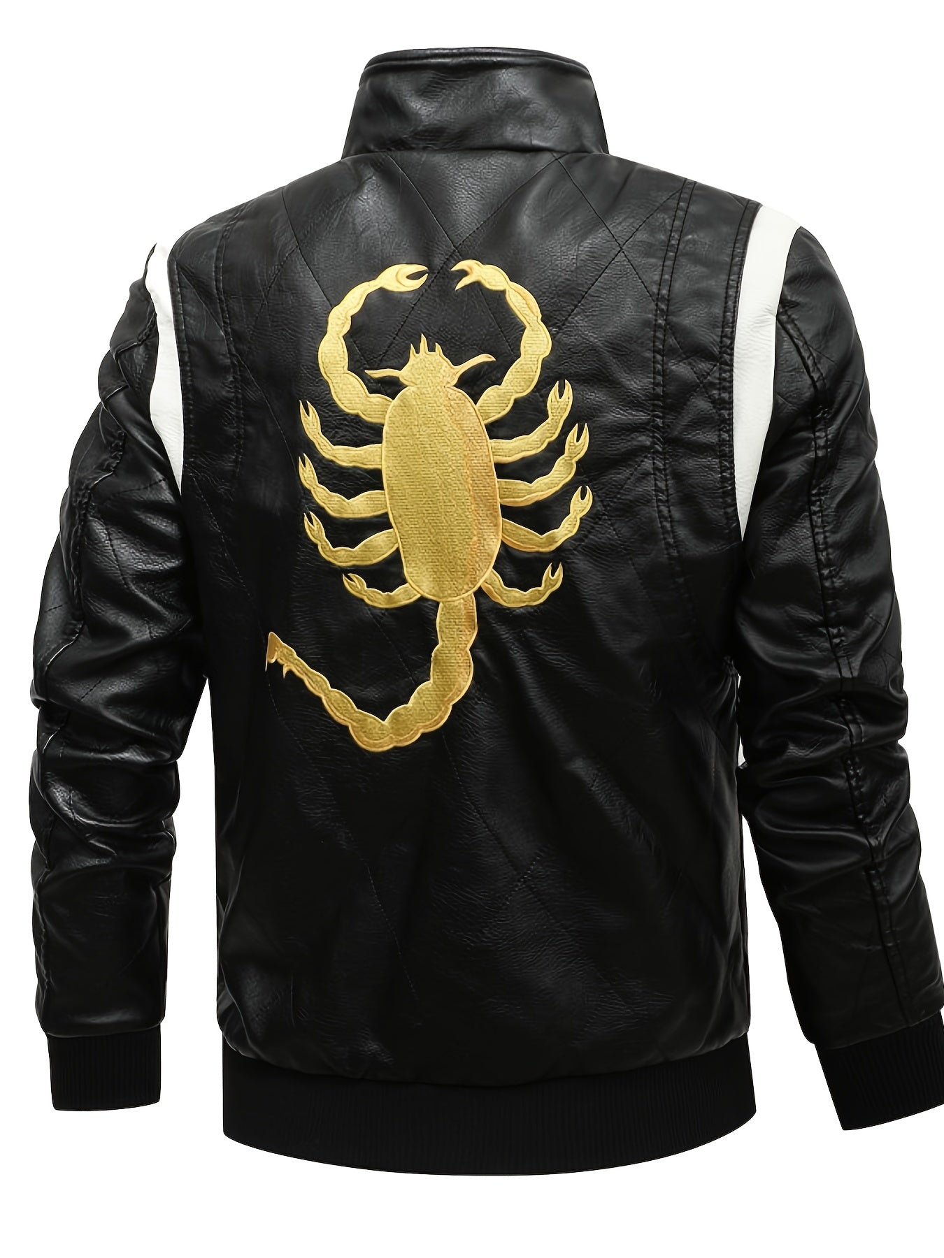 Men's Vintage Slim Fit PU Leather Jacket Stand up Collar