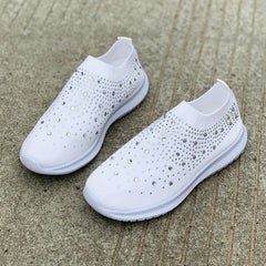 Women's Rhinestone Sock Shoes Low Top Slip On Sneakers