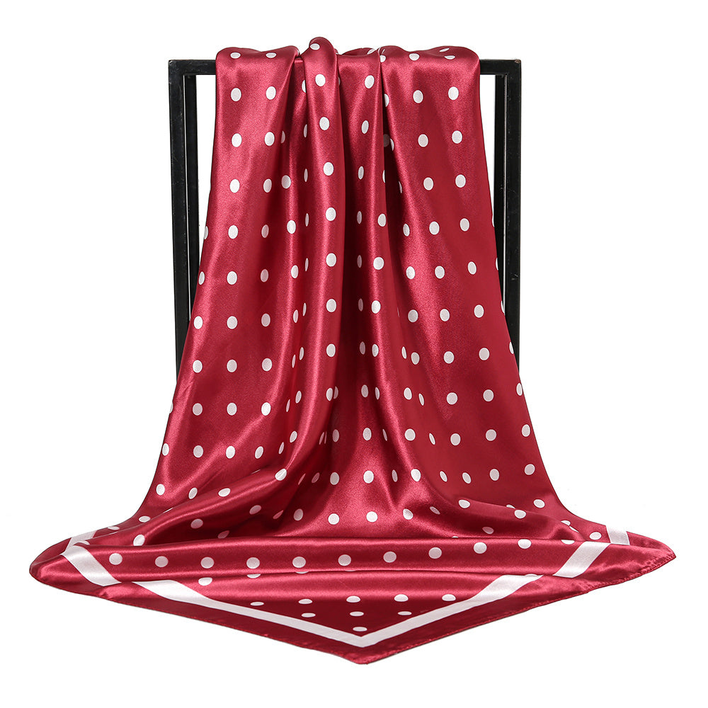 Geometric Round Dot Bandana 35 Square Scarf Large Satin Scarf Dots Pattern Heads