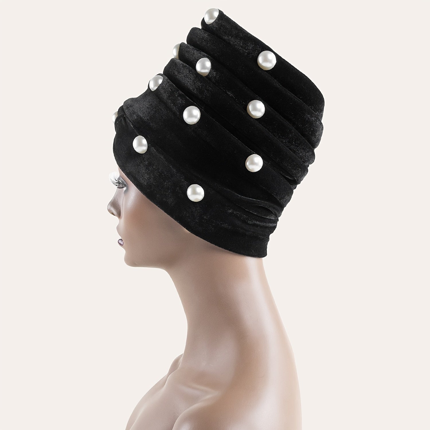 Sponge Thick Starry Pearl Velvet Headscarf Hat Warm Ladies Beanie Hat