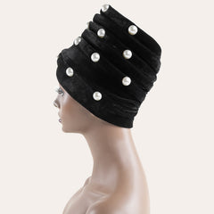 Sponge Thick Starry Pearl Velvet Headscarf Hat Warm Ladies Beanie Hat