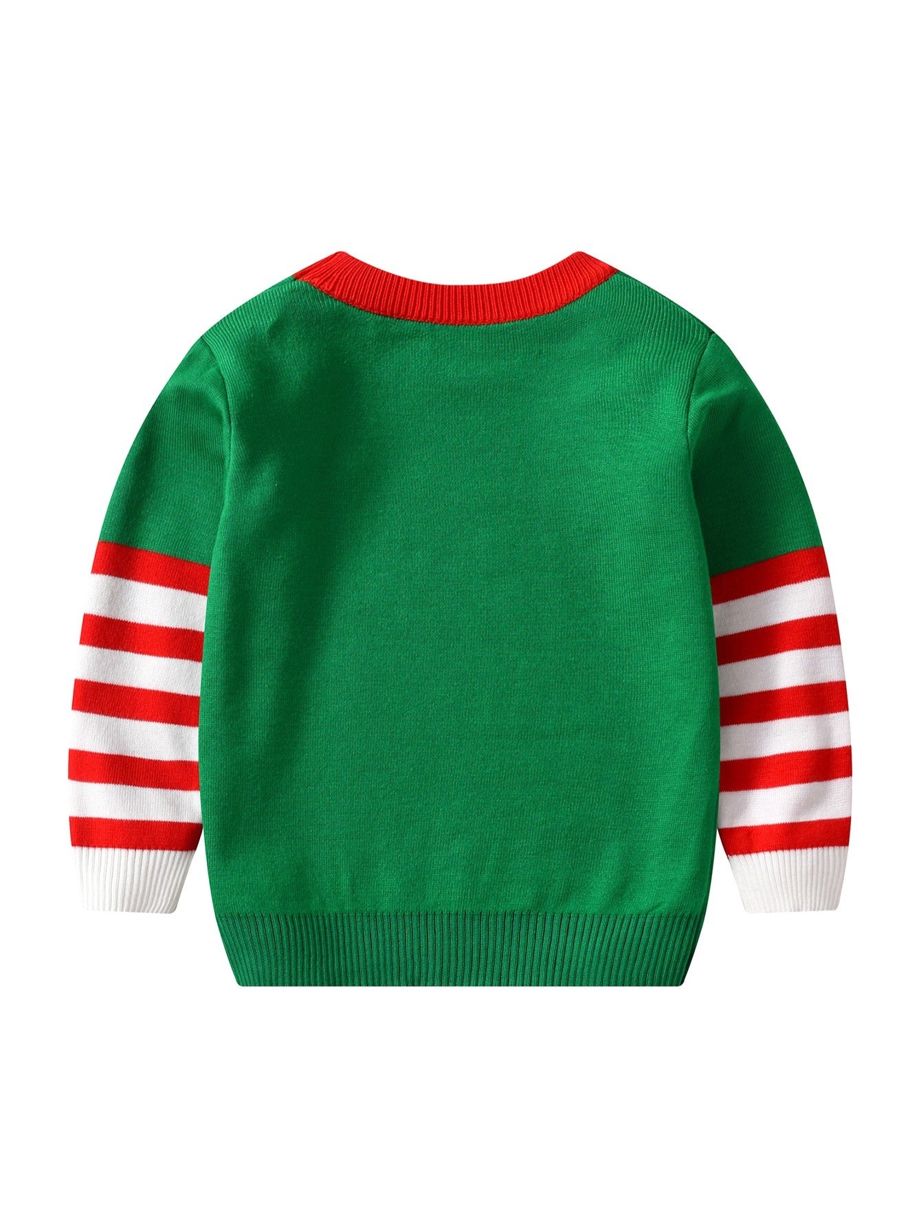 Christmas Print Knit Crew Neck Sweater for Kids