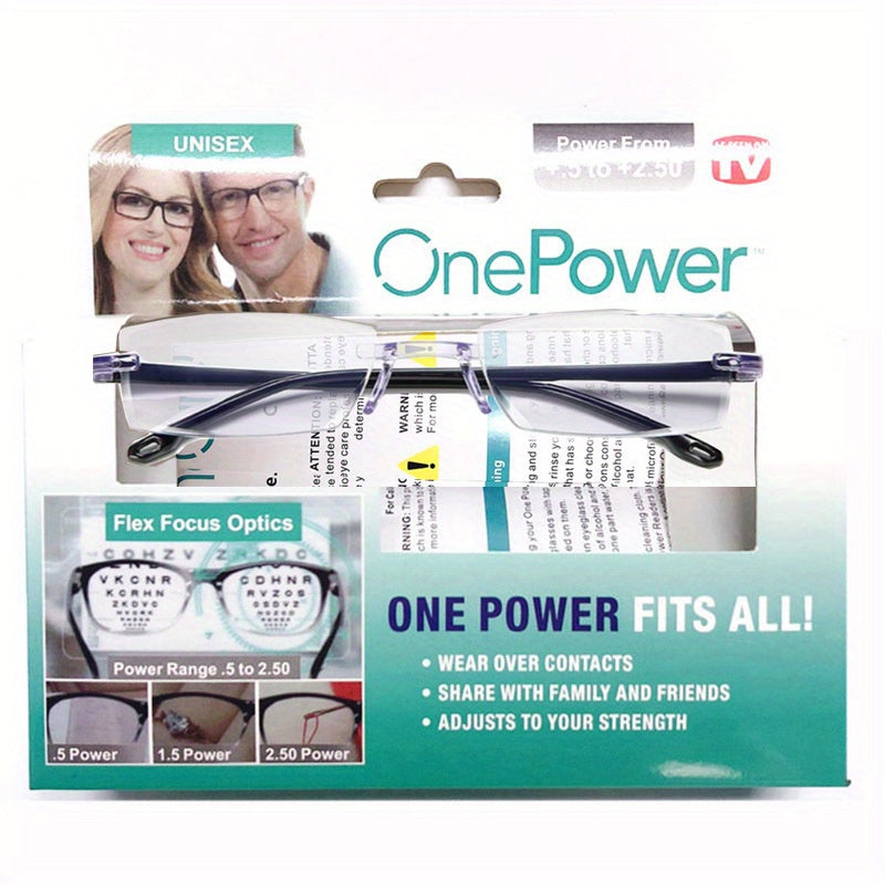 1pc Men's Multifocal Glasses Unisex High Auto Adjusting Rimless Glasses