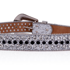Glitter Belt Hip Hop Jeans Pants Belt Rhinestone Decor Belt