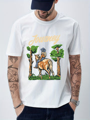 Cotton Comic Journey Print Men's Graphic Crew Neck T-Shirt