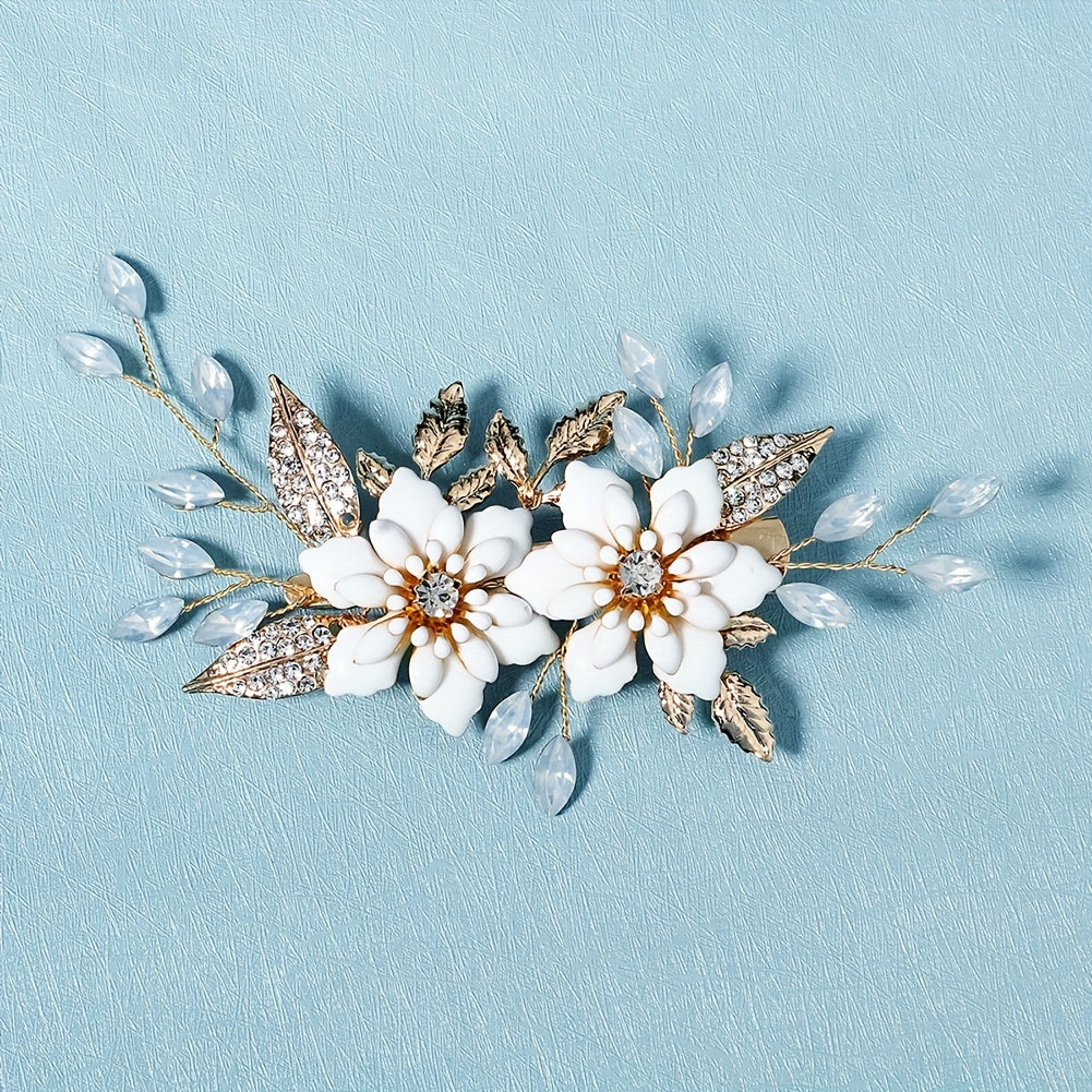 Rhinestone Crystal Pearl Bridal Hair Clip Flower Duck Billed Clip