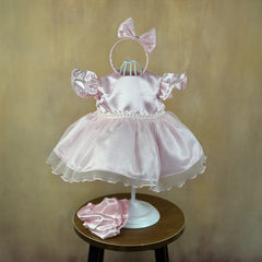 Princess Dress Headband Shorts Clothing Set for 19-22inch Reborn Baby Dolls