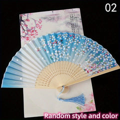 Vintage Chinese Style Flower Rattan Silk Handheld Fan