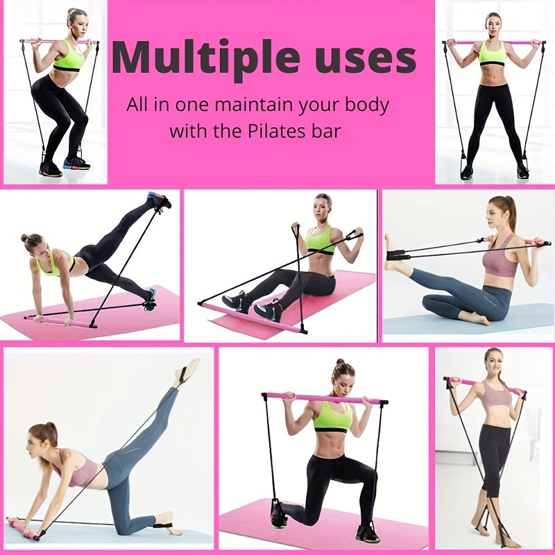 Non Slip Pilates Stick With Resistance Belt For Full Body Workout