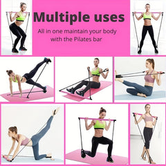 Non Slip Pilates Stick With Resistance Belt For Full Body Workout