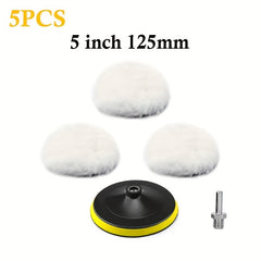 5pcs Wool Polishing Pad Set Car Buffing Wheel Tool Kit M14 Drill Adapter