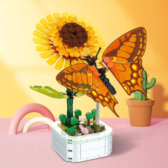 219pcs Flower Bonsai Butterfly Building Blocks Set for Living Room Bedroom