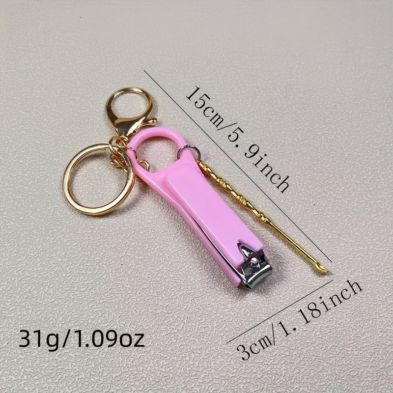 Macaroon Nail Clipper Earpick Keychain Bag Car Pendant Keyring