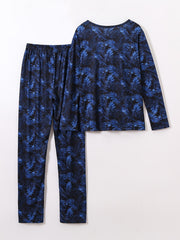 Boys Pajamas Family Outfit Leaf Print Top & Pants Set Kids Clothes