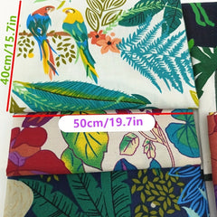 7pcs Rainforest Plant Pattern Cotton Fabric for DIY Doll Bedding Patchwork