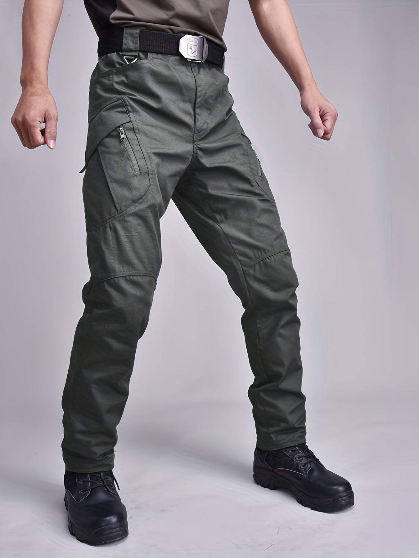 Waterproof Casual Cargo Pants With Zipper Pockets Men's Pants