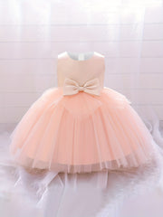 Baby Girl Dress Mesh Bowknot Princess Sleeveless Multicolor Evening Dress