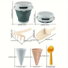 KIDNOAM 2200cc Collapsible Bucket Heavy Duty Large Sand Bucket 7 in 1 Beach Toys