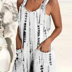 Tie Dye Overall Romper with Pockets