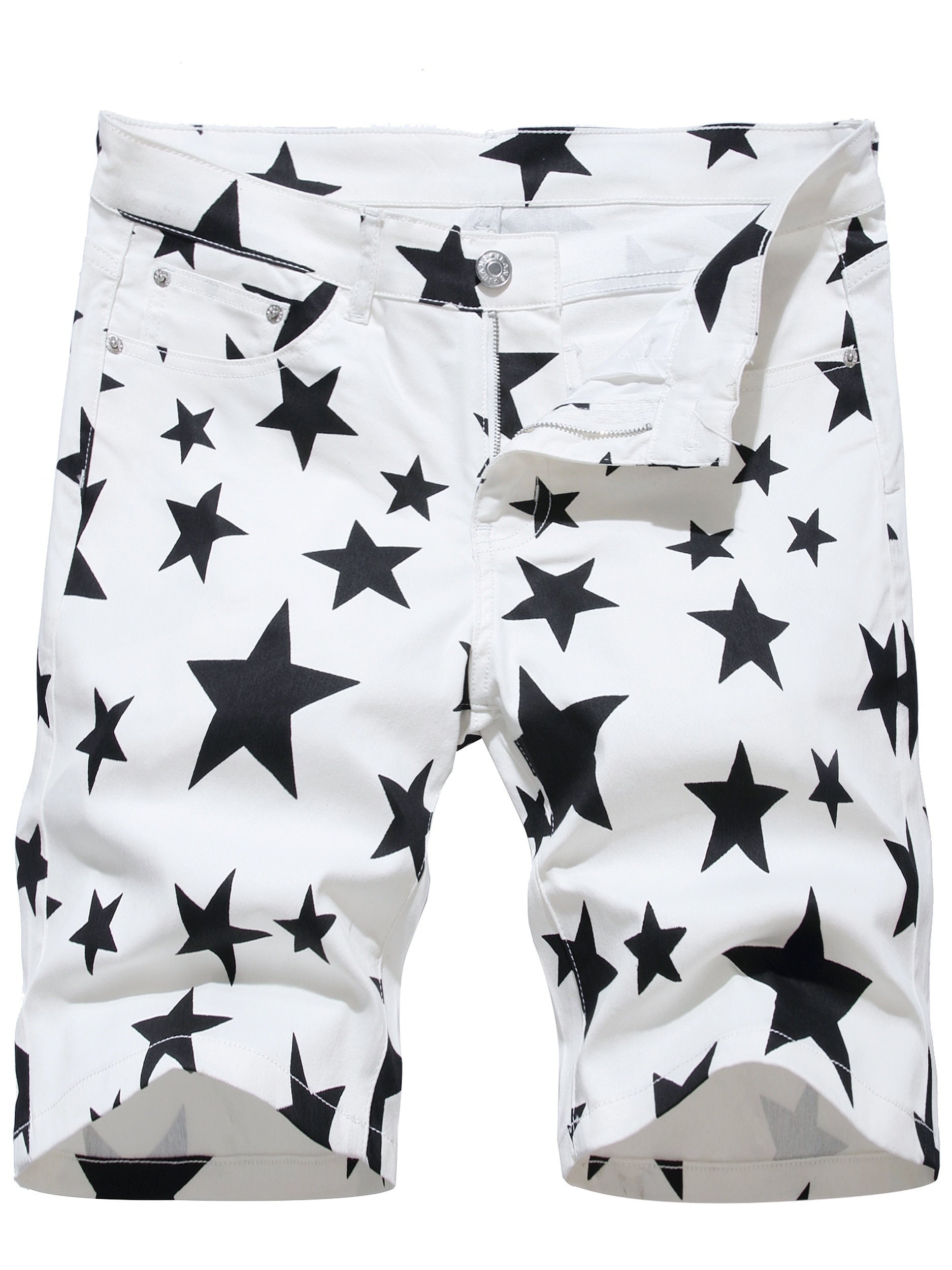 Creative Insect Print Denim Shorts for Men