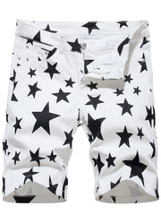 Creative Insect Print Denim Shorts for Men