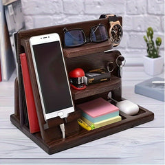 Nightstand Organizer Watch Cell Phone Key Wallet Stand Holder For Man