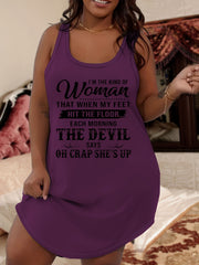 Casual Nightdress Women's Plus Letter Print Racer Back Tank Sleep Dres